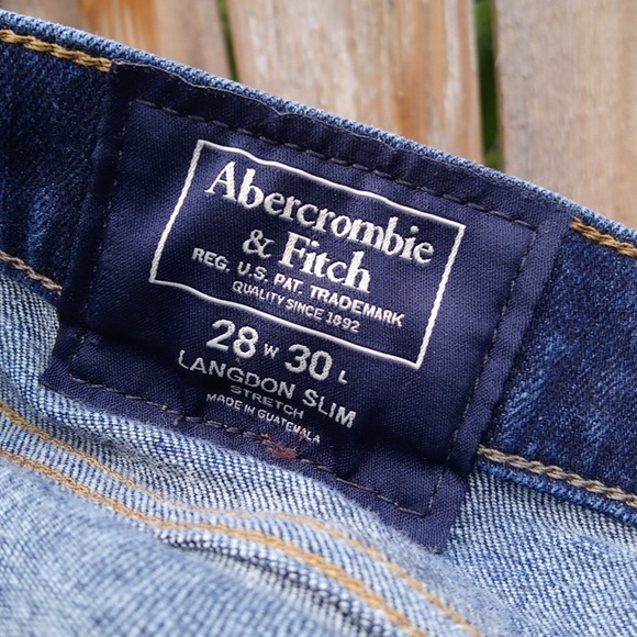 Abercrombie & Fitch Dark Wash Denim Blue Jeans Langdon Slim Stretch - Picture 10 of 11
